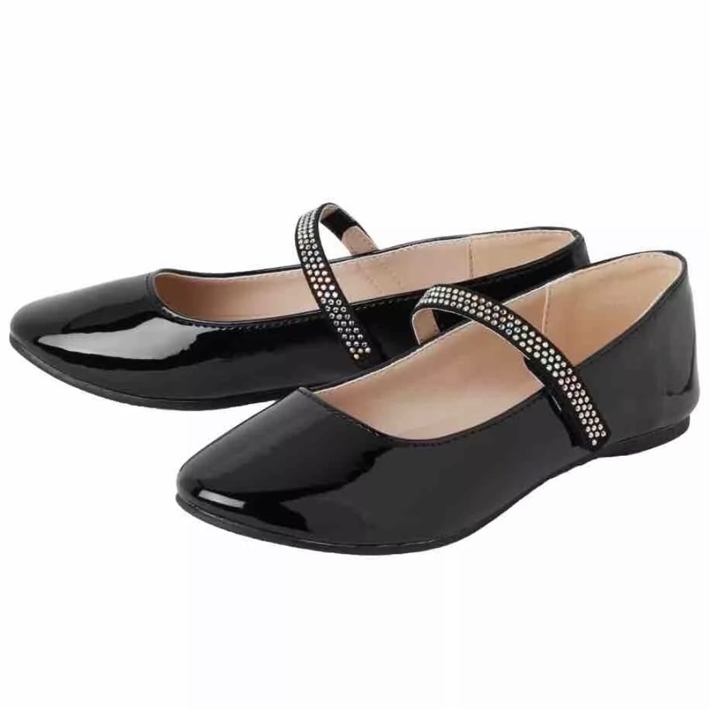The Children’s Place Girl 4 Jewel Patent Leather Ballet Flats blk dress shoe